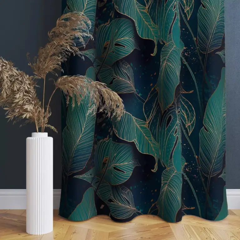 Tenda Da Doccia Sfondo Artistico Di Lusso Con Foglie Tropicali In Stile Linea Dorata Banner Botanico Disegnato A Mano Per Carta Da Parati Stampa Arredamento Invito